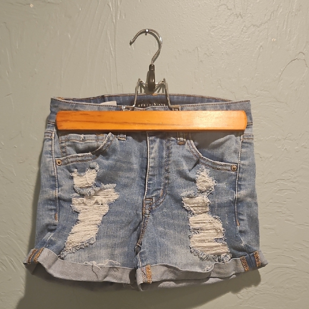 Aeropostale Blue Distressed Jean Shorts